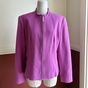 LOUBEN Jacket Women's 12‎ Fuchsia Pink Wool Cashmere Blend Lined Full Zip Canada